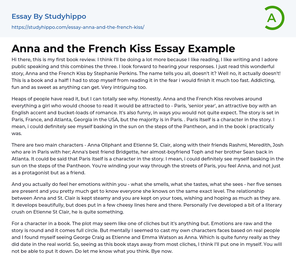 Anna and the French Kiss Essay Example