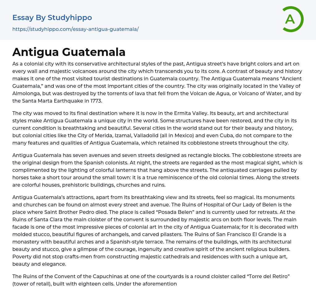 Antigua Guatemala Essay Example