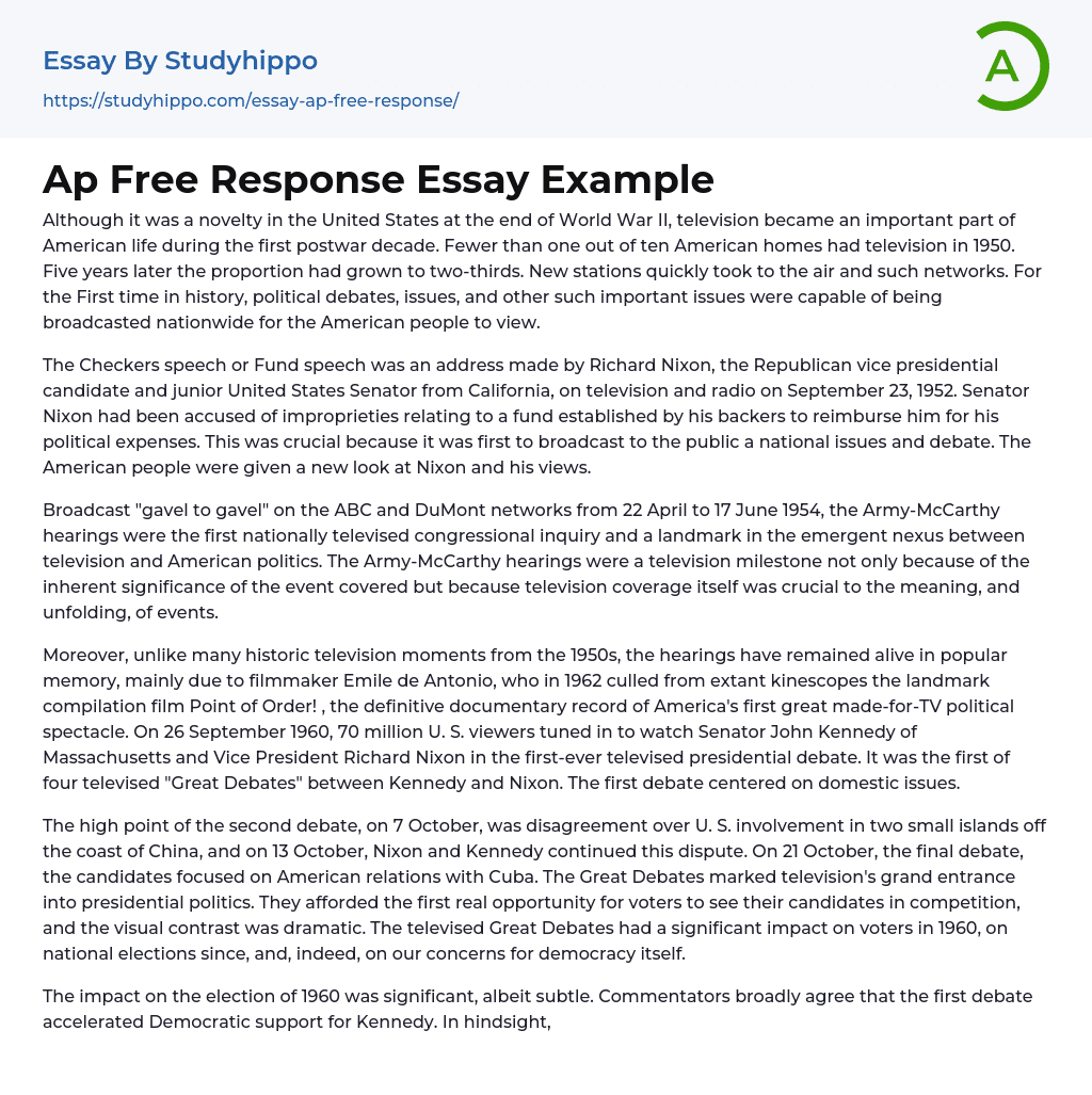 Ap Free Response Essay Example