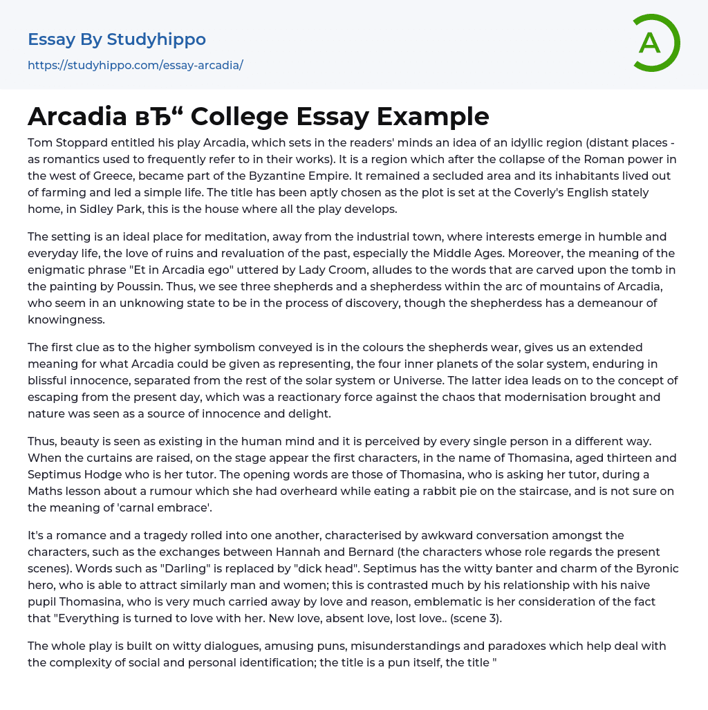 Arcadia College Essay Example