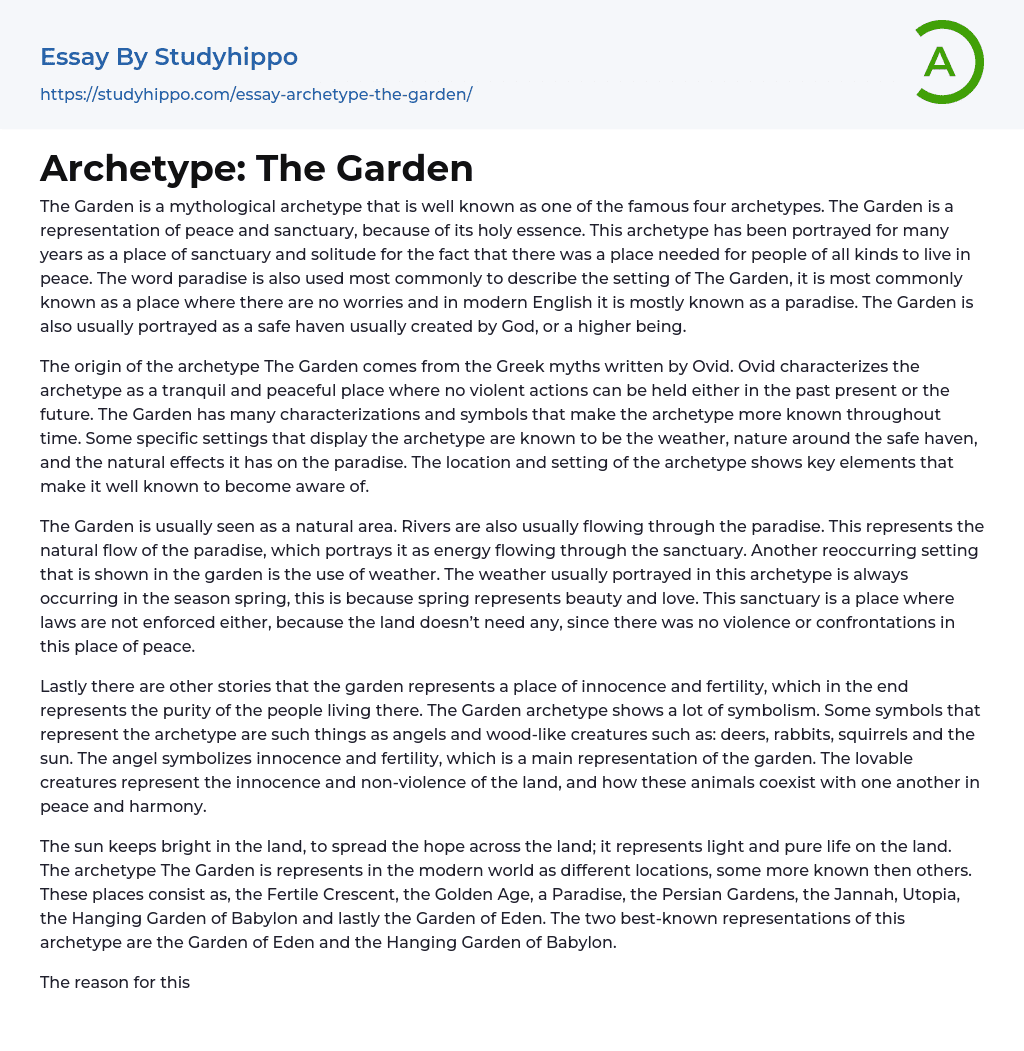 Archetype: The Garden Essay Example