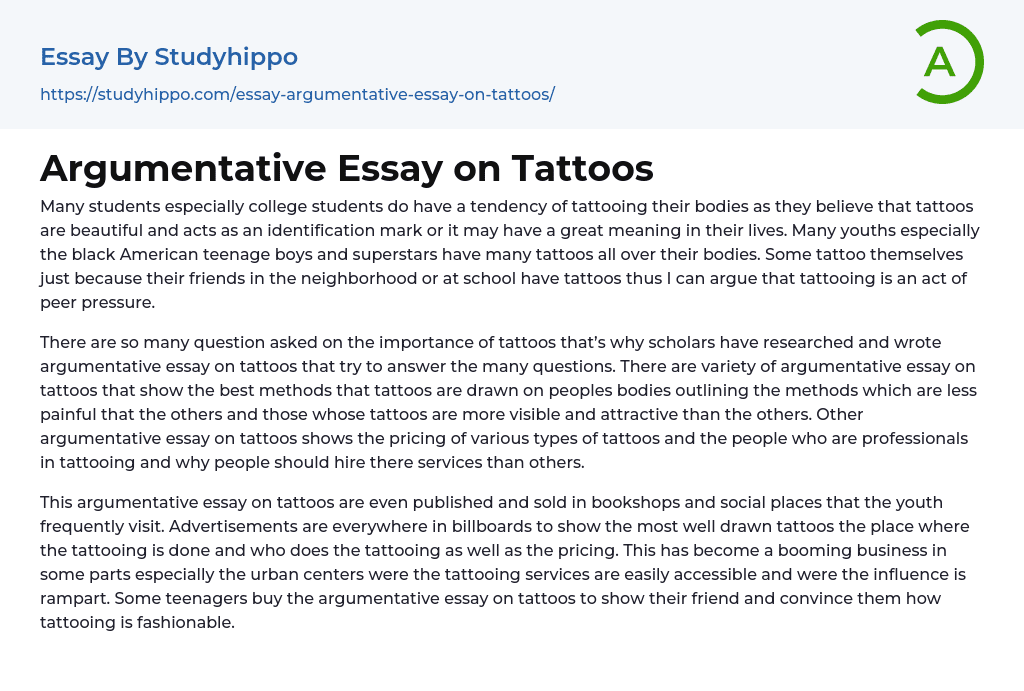 Argumentative Essay on Tattoos