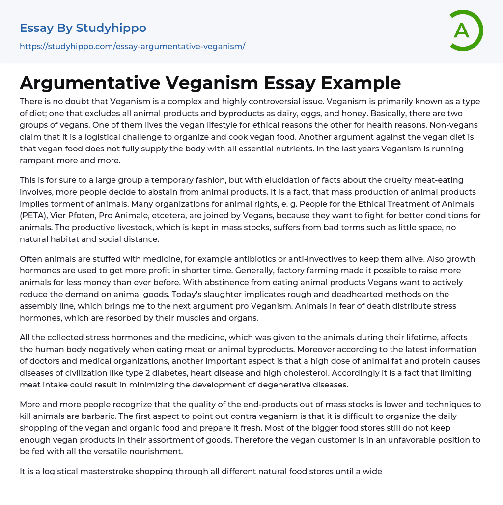 argumentative essay veganism