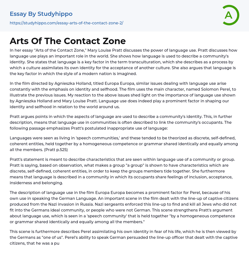 Arts Of The Contact Zone Essay Example