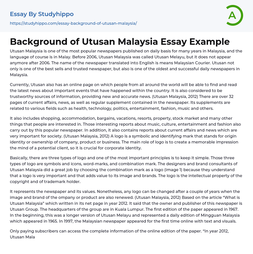 Background of Utusan Malaysia Essay Example