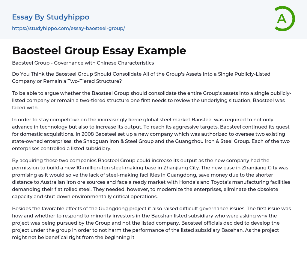 Baosteel Group Essay Example