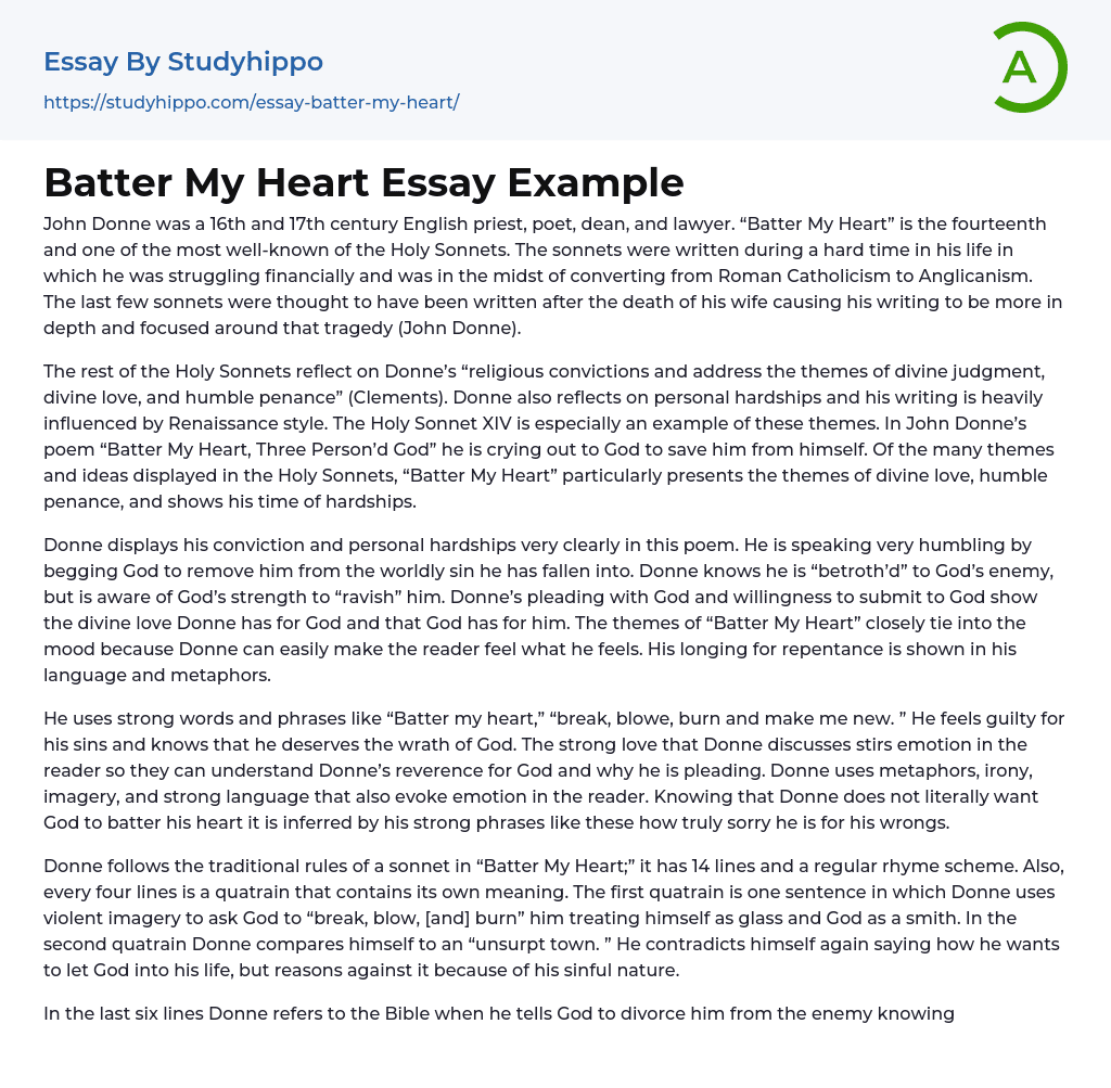 Batter My Heart Essay Example