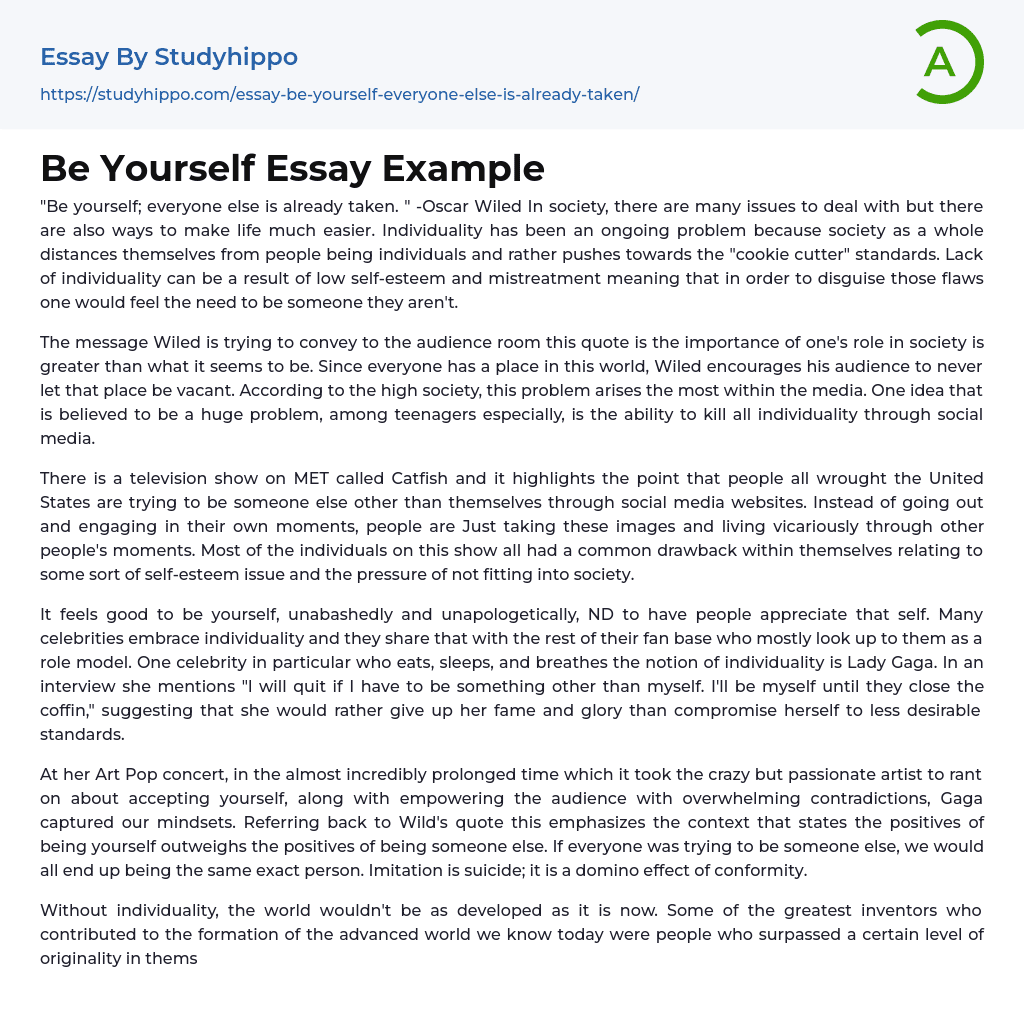 Be Yourself Essay Example