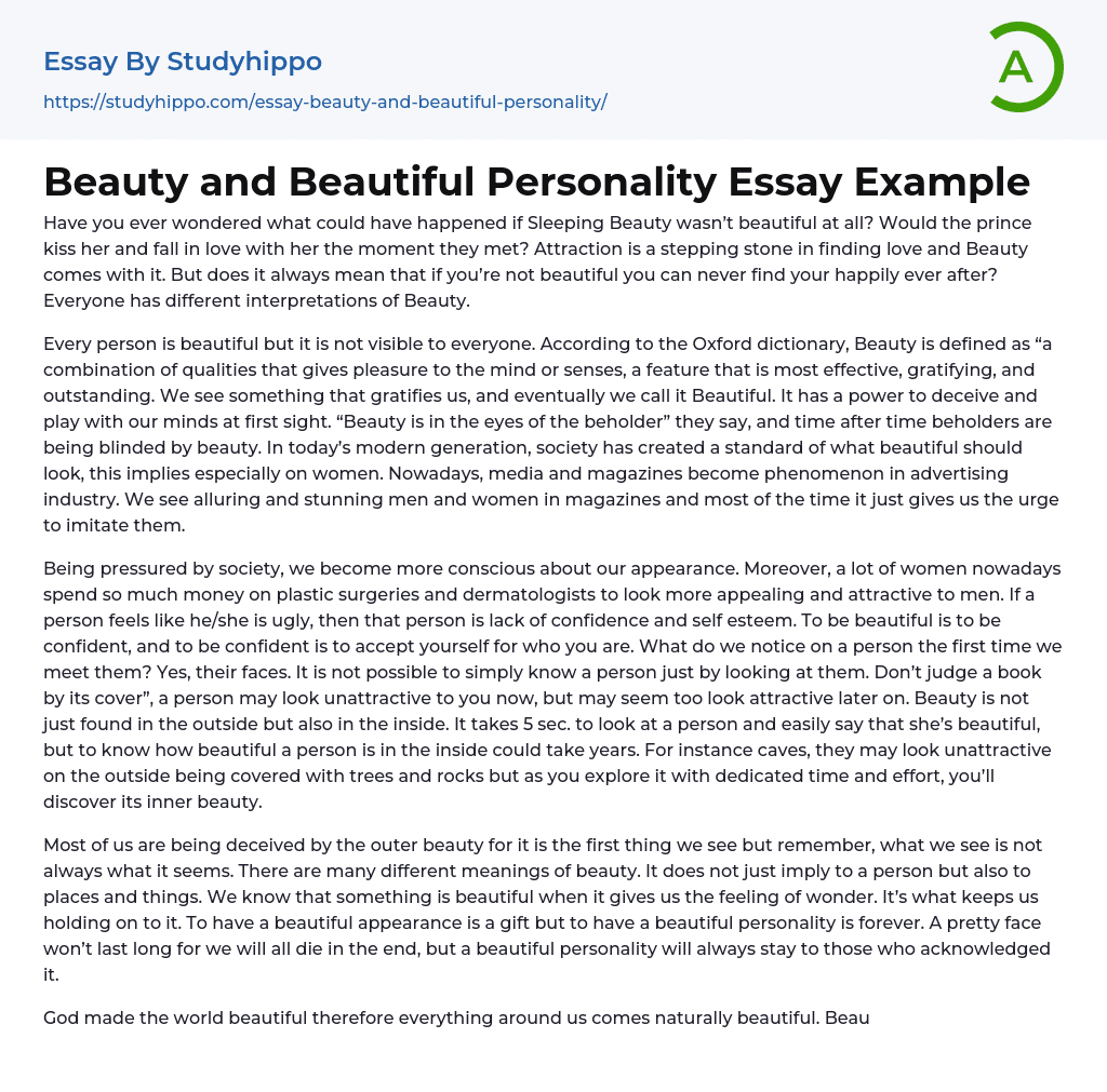 Beauty and Beautiful Personality Essay Example