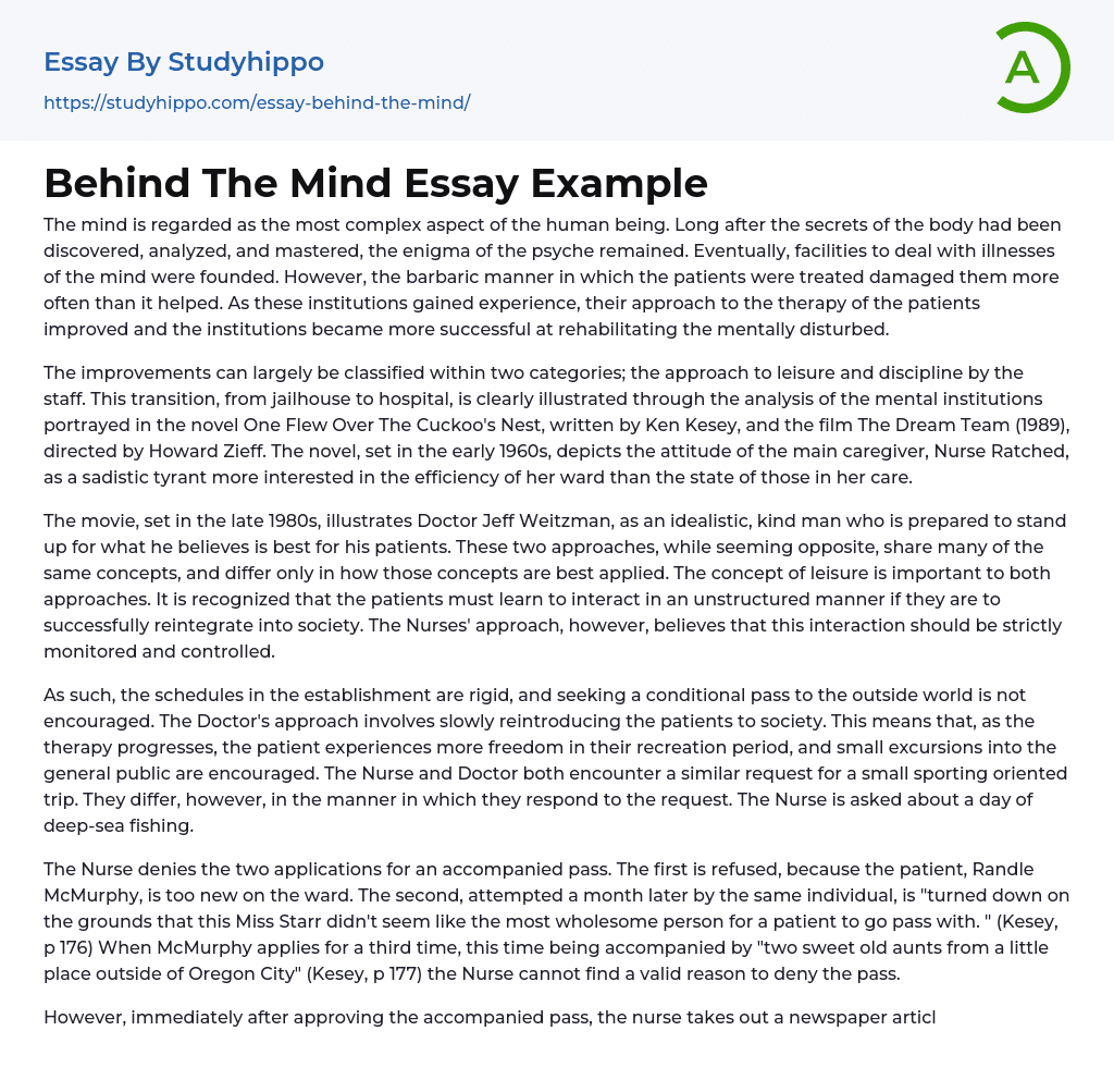 Behind The Mind Essay Example