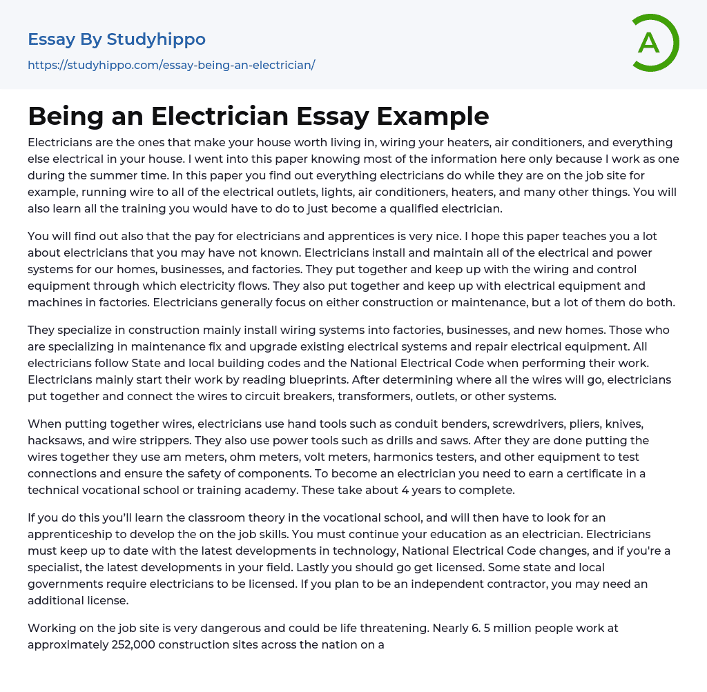 essay on electrical safety in 250 words