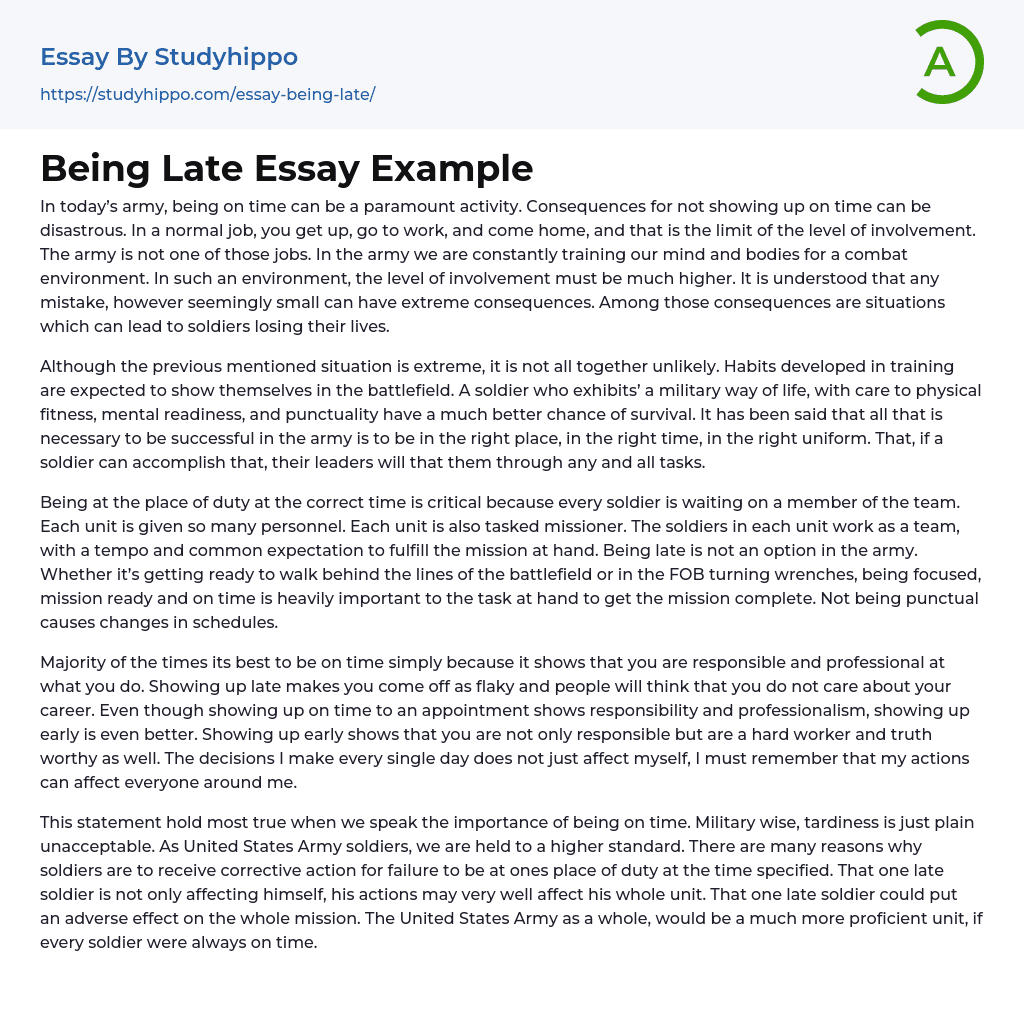 Being Late Essay Example StudyHippo