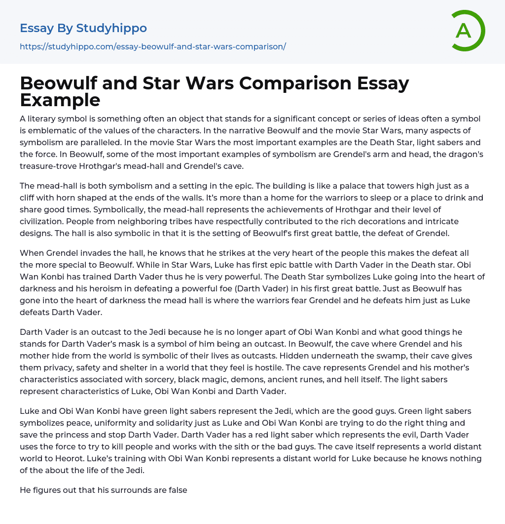 Beowulf and Star Wars Comparison Essay Example