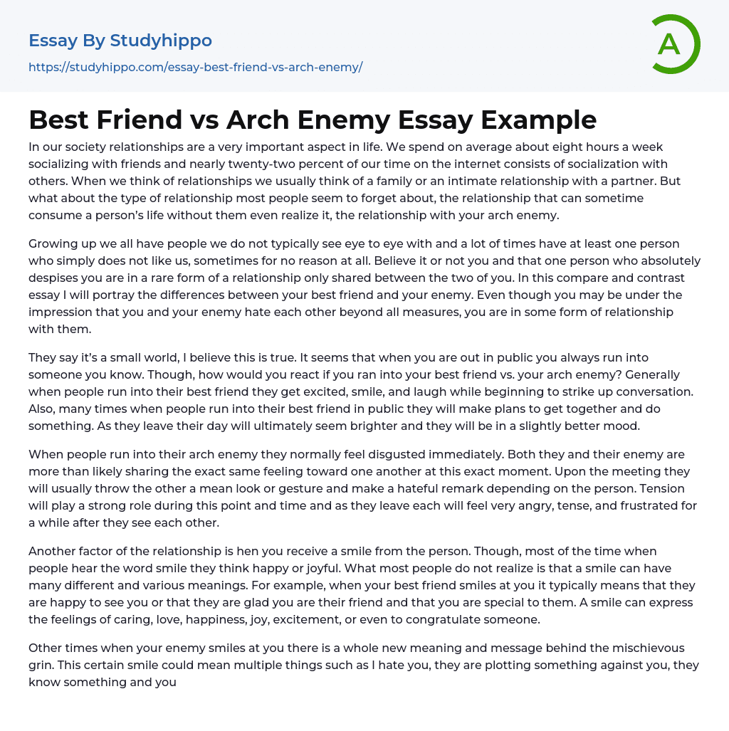 Best Friend vs Arch Enemy Essay Example