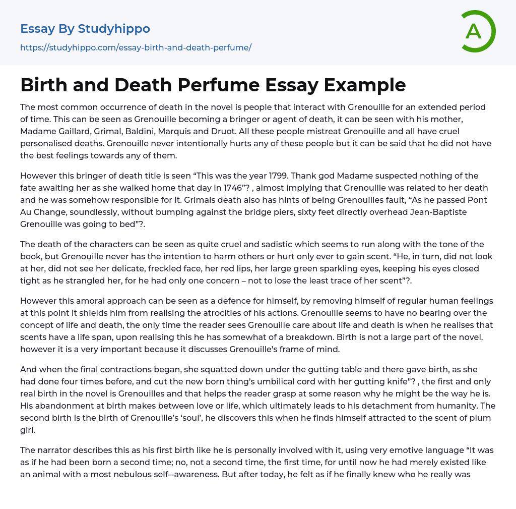Birth and Death Perfume Essay Example