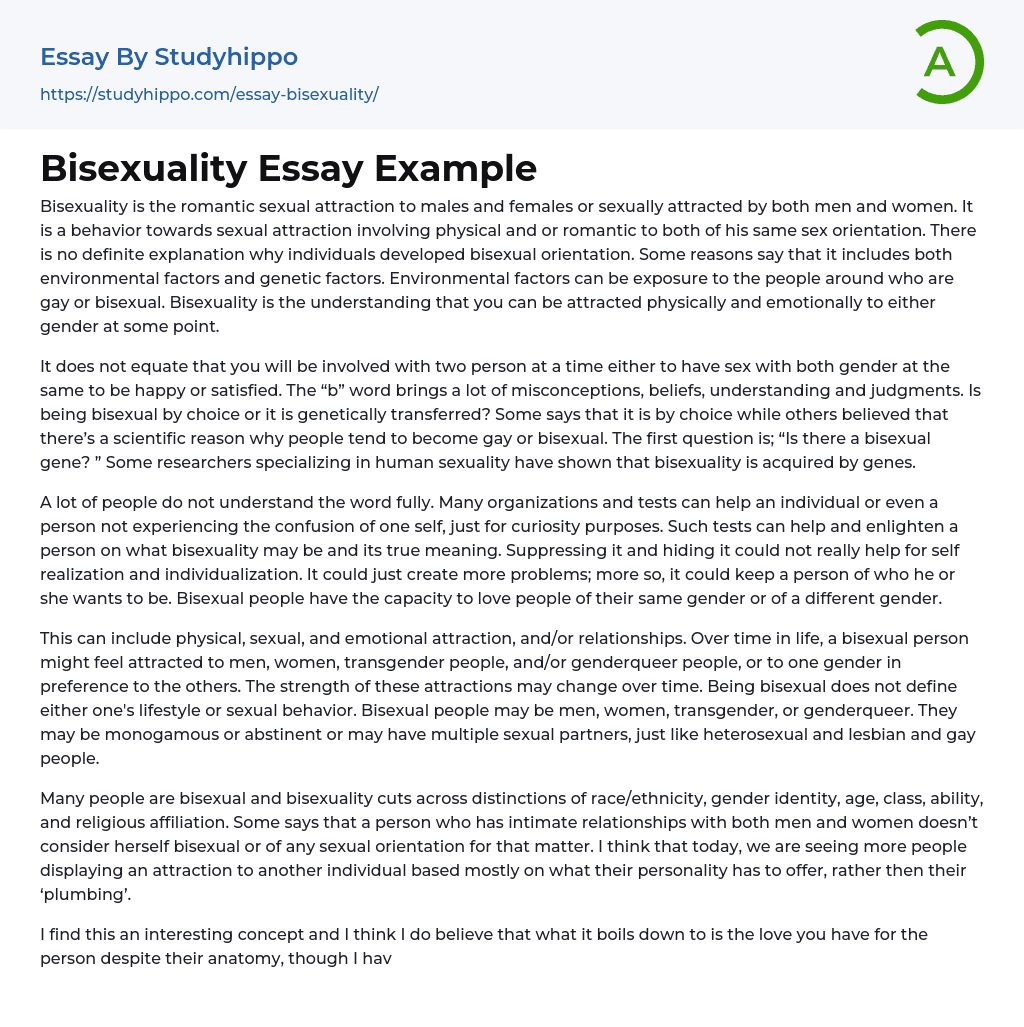 Bisexuality Essay Example