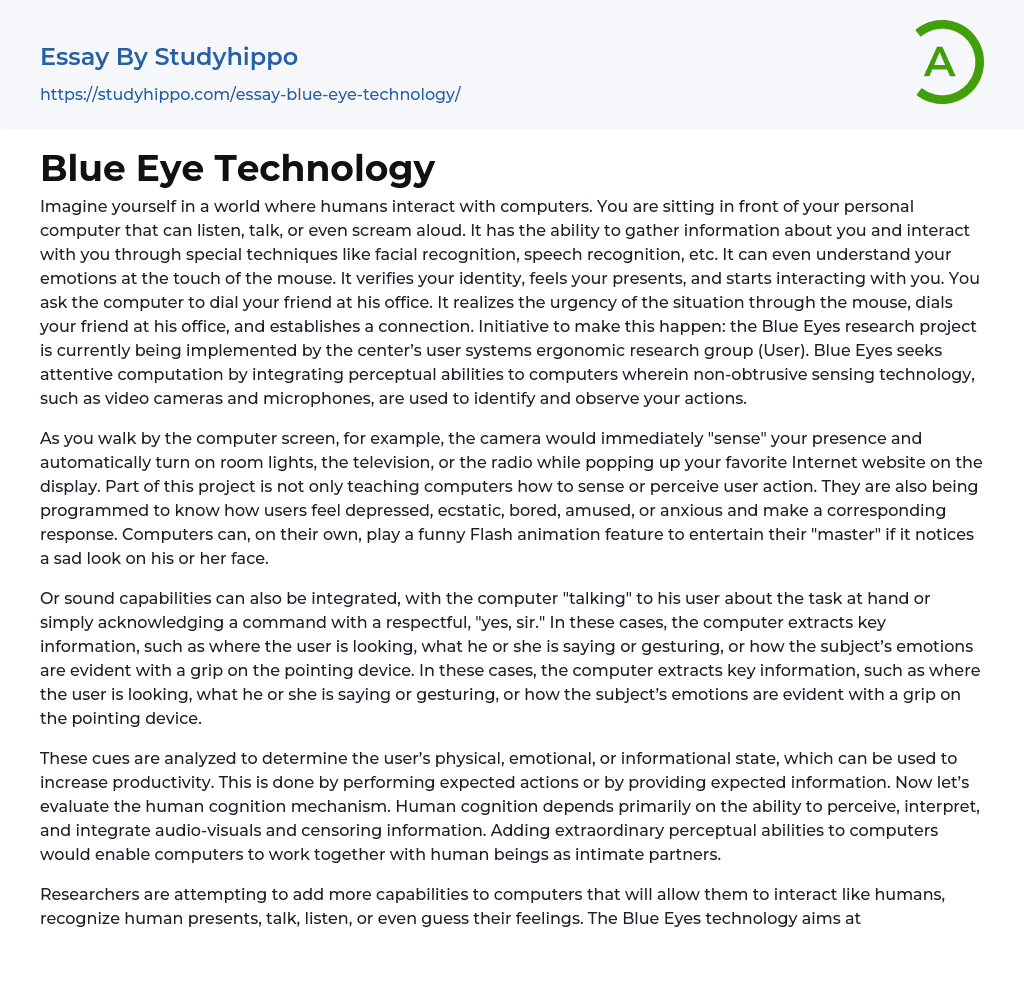 Blue Eye Technology Essay Example
