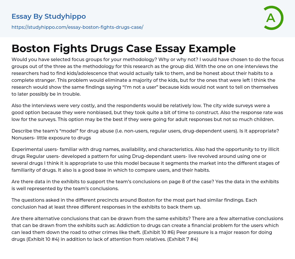 Boston Fights Drugs Case Essay Example