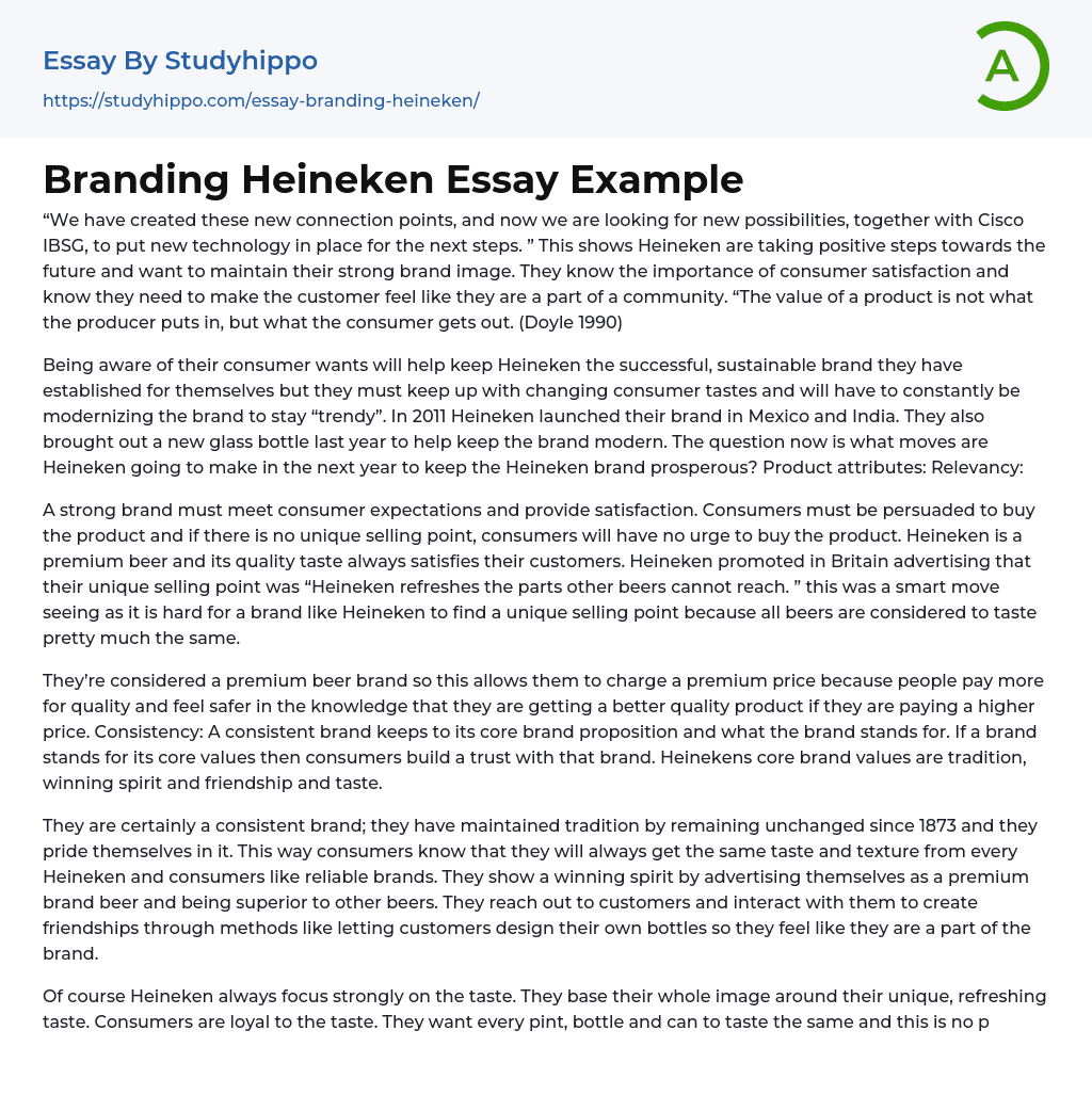 Branding Heineken Essay Example