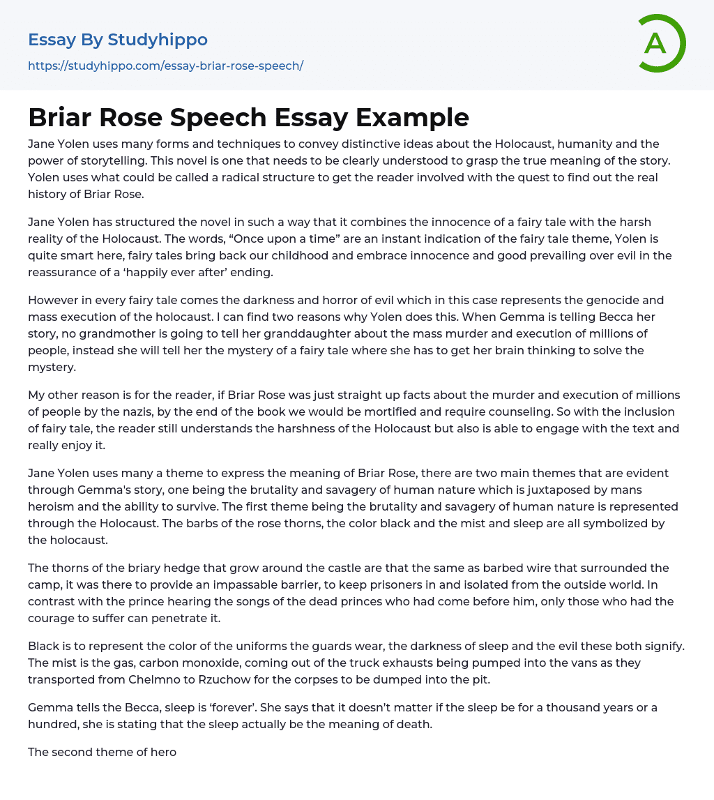 Briar Rose Speech Essay Example