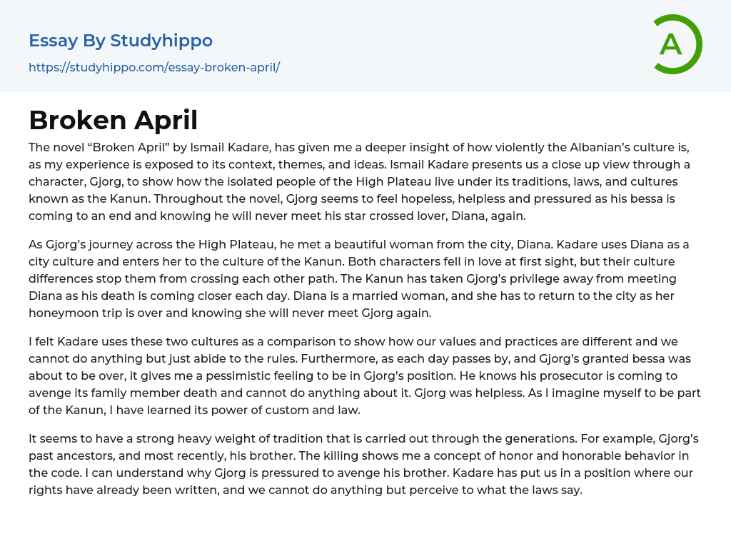 Broken April Essay Example