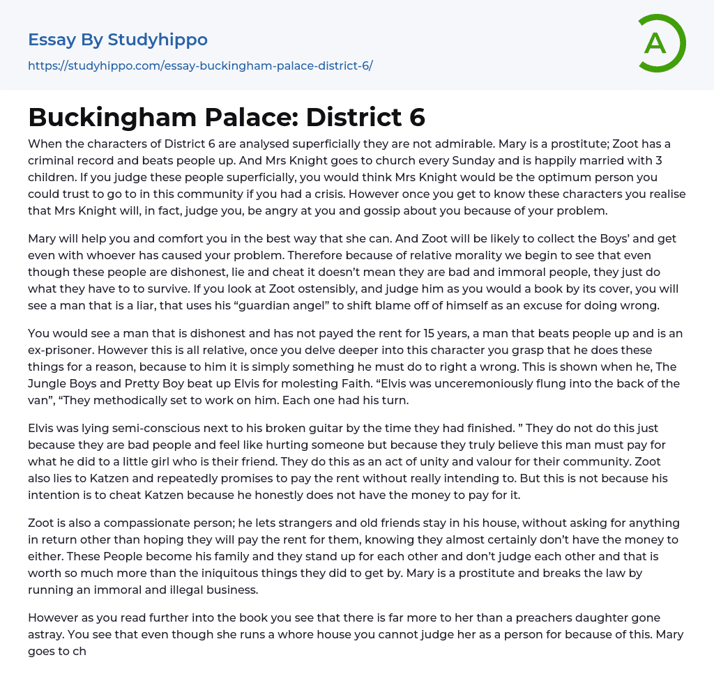 Buckingham Palace: District 6 Essay Example