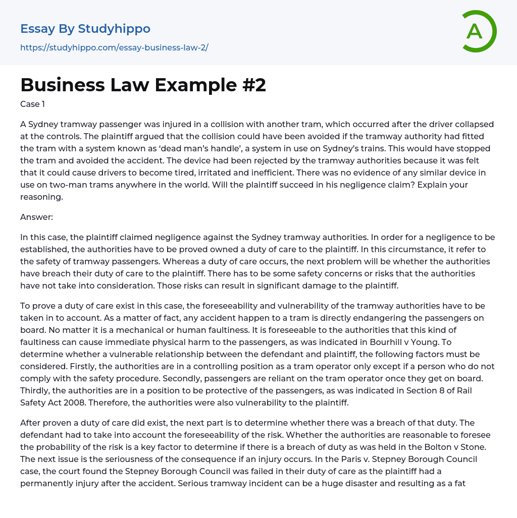 business law simple essay