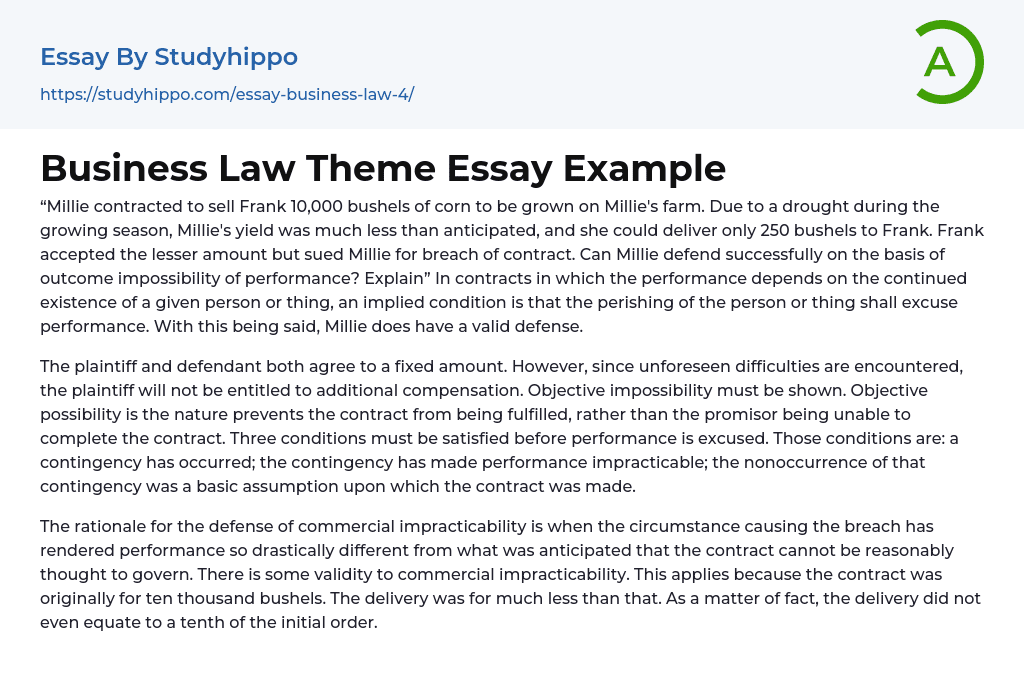 Business Law Theme Essay Example