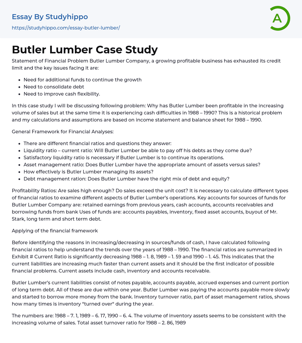 Butler Lumber Case Study Essay Example