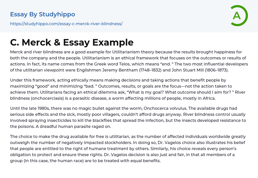 C. Merck &amp Essay Example