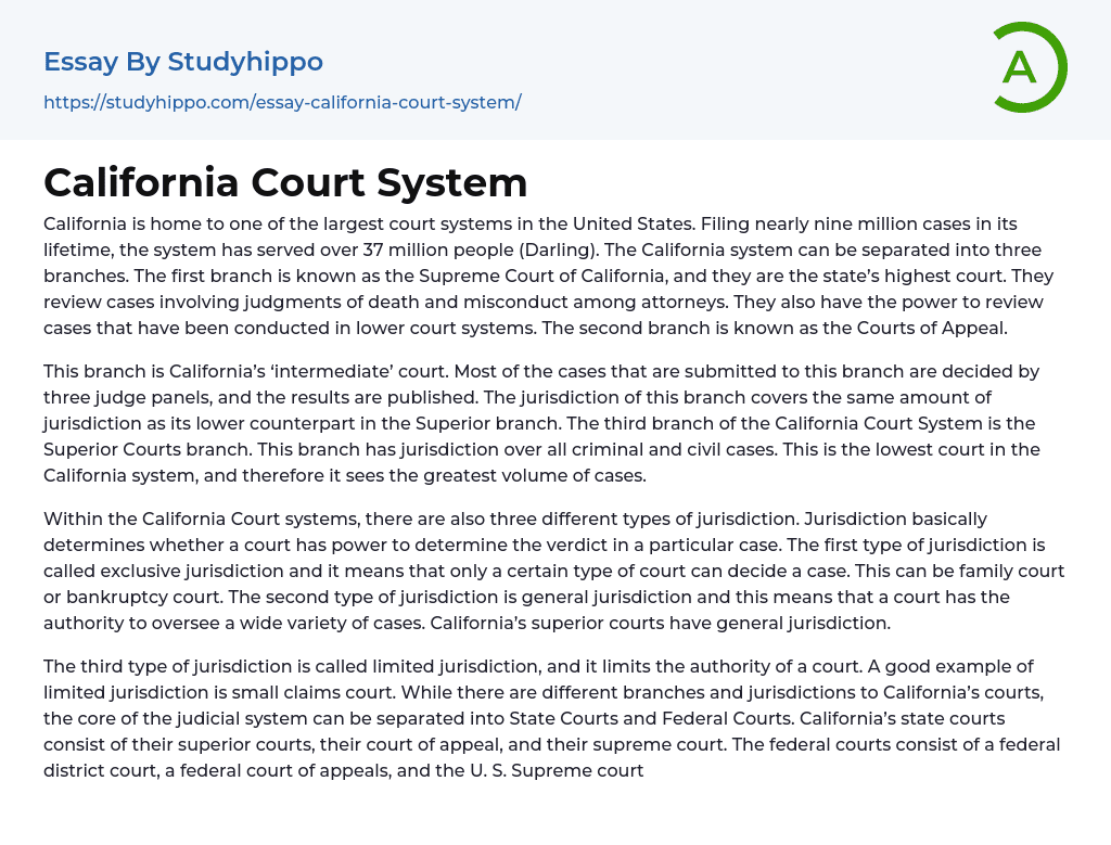 California Court System Essay Example