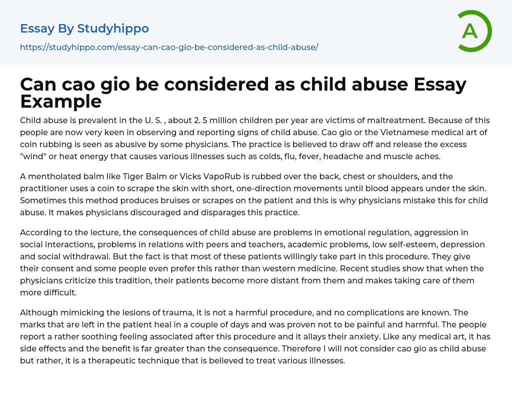 Can cao gio be considered as child abuse Essay Example