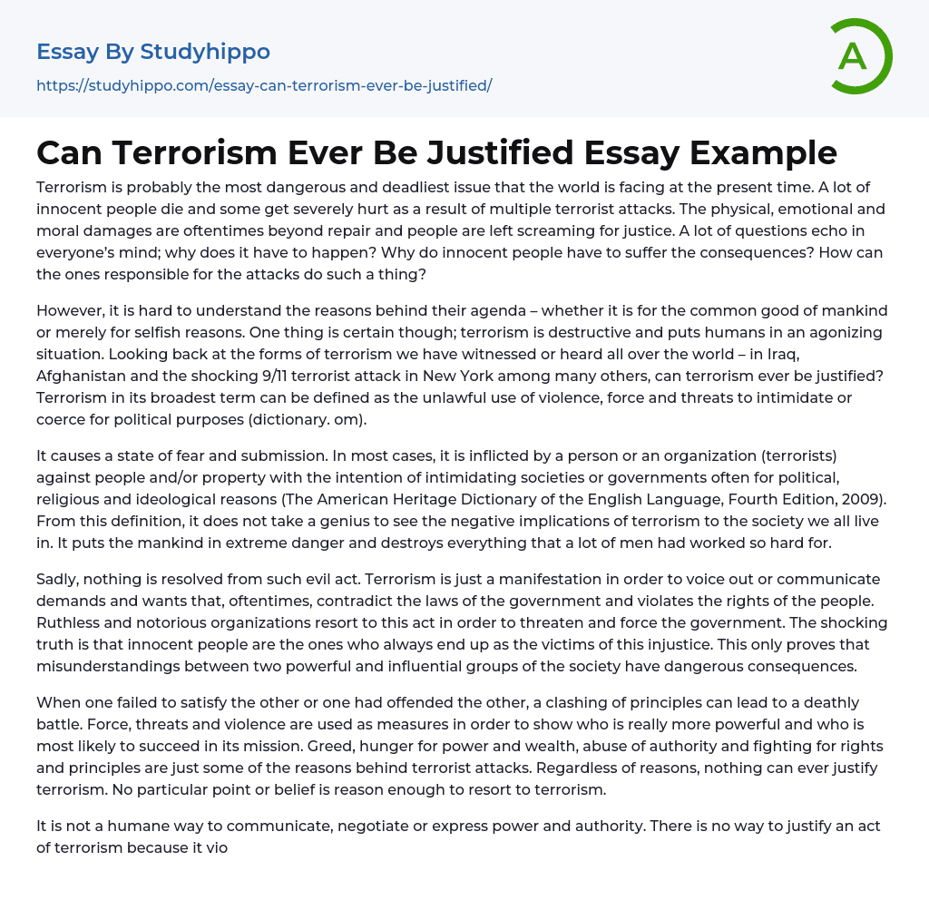 about essay of terrorism