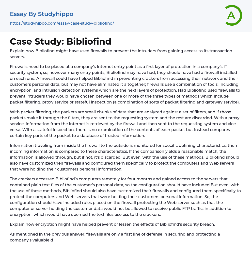 Case Study: Bibliofind Essay Example