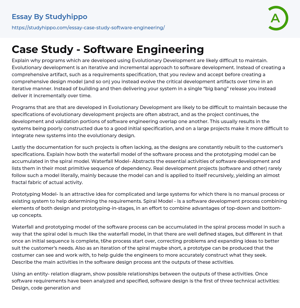 Case Study Software Engineering Essay Example StudyHippo