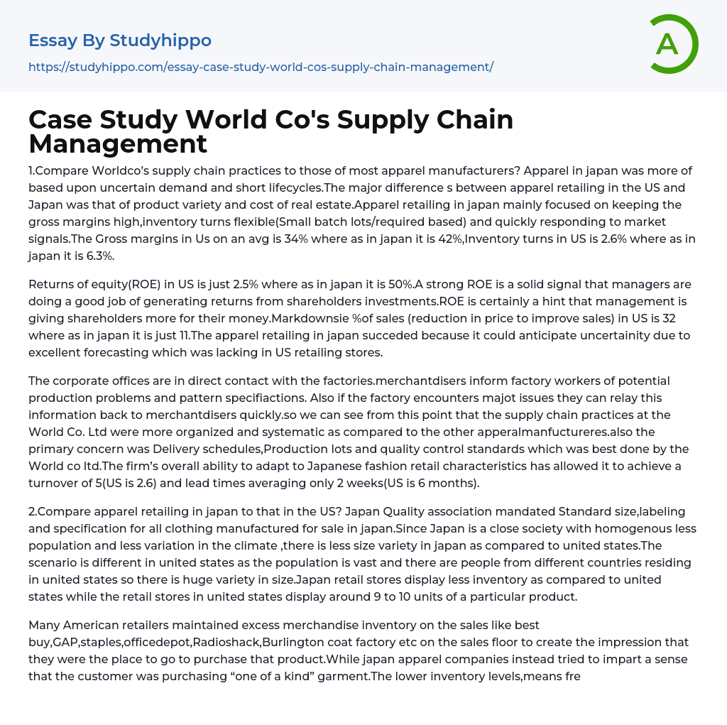 supply chain quick response case study