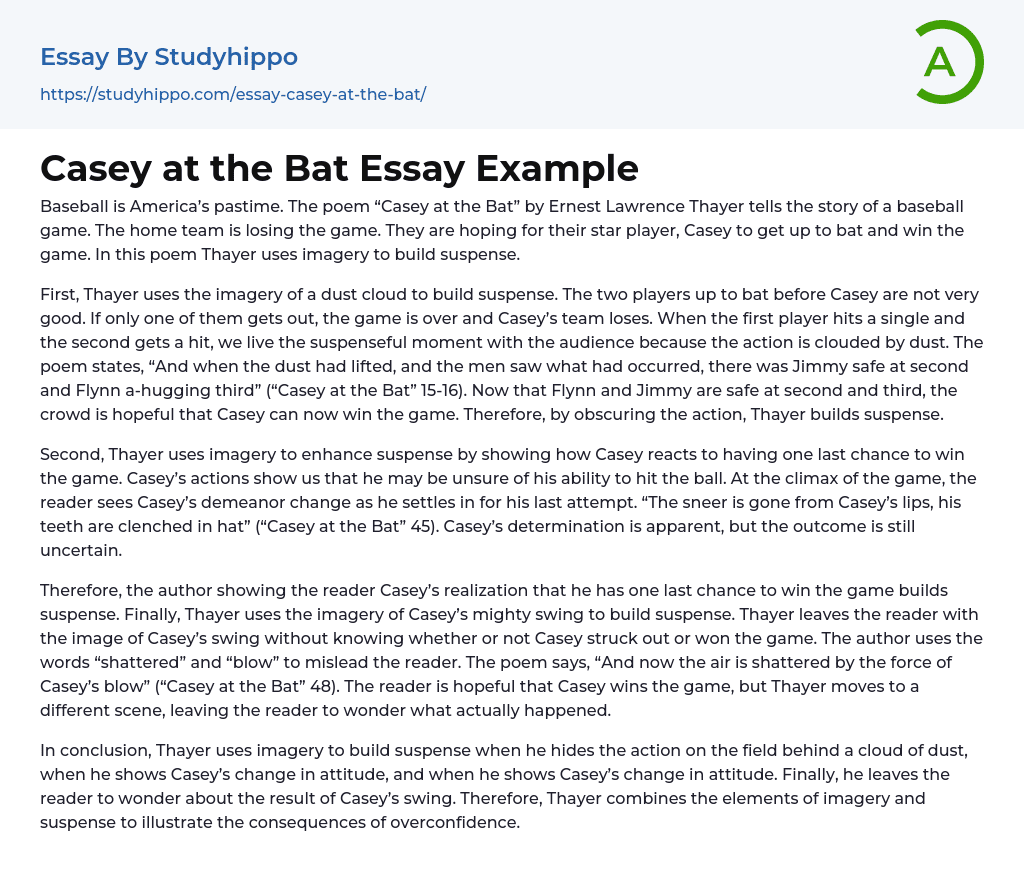 Casey at the Bat Essay Example