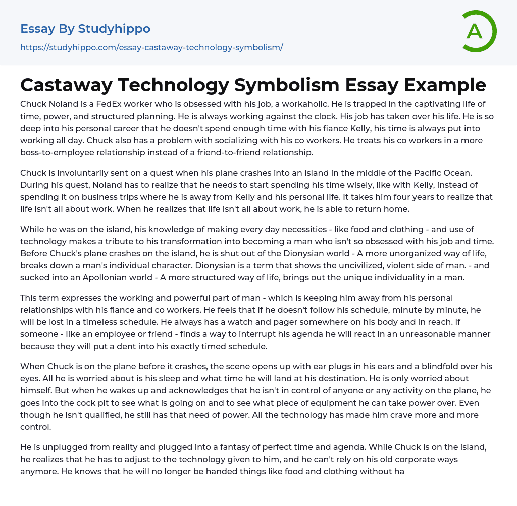 Castaway Technology Symbolism Essay Example