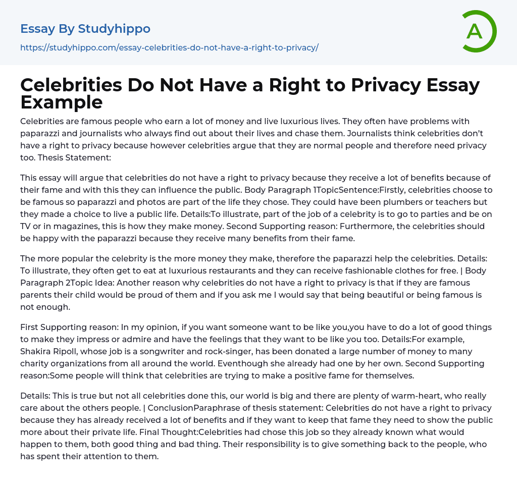 should celebrities have privacy essay