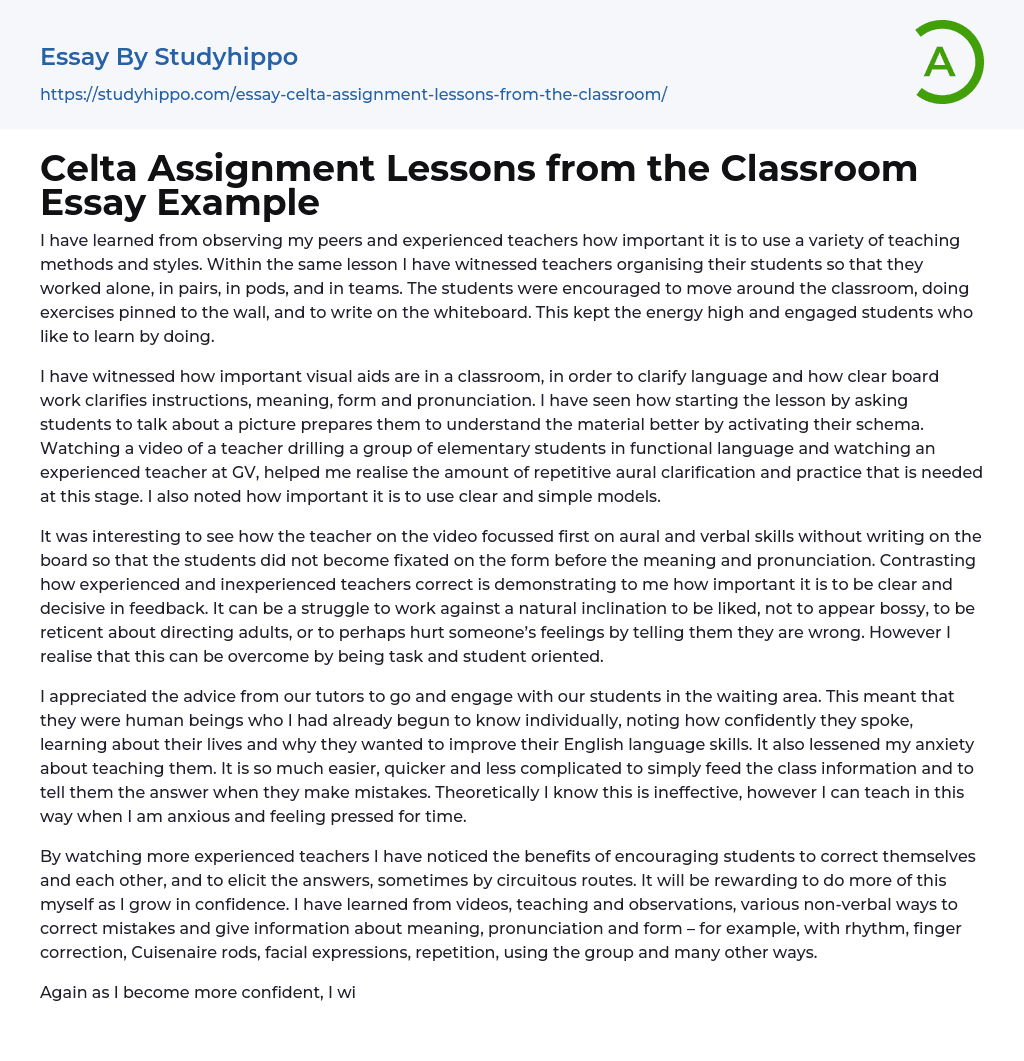 lessons from the classroom celta assignment 4