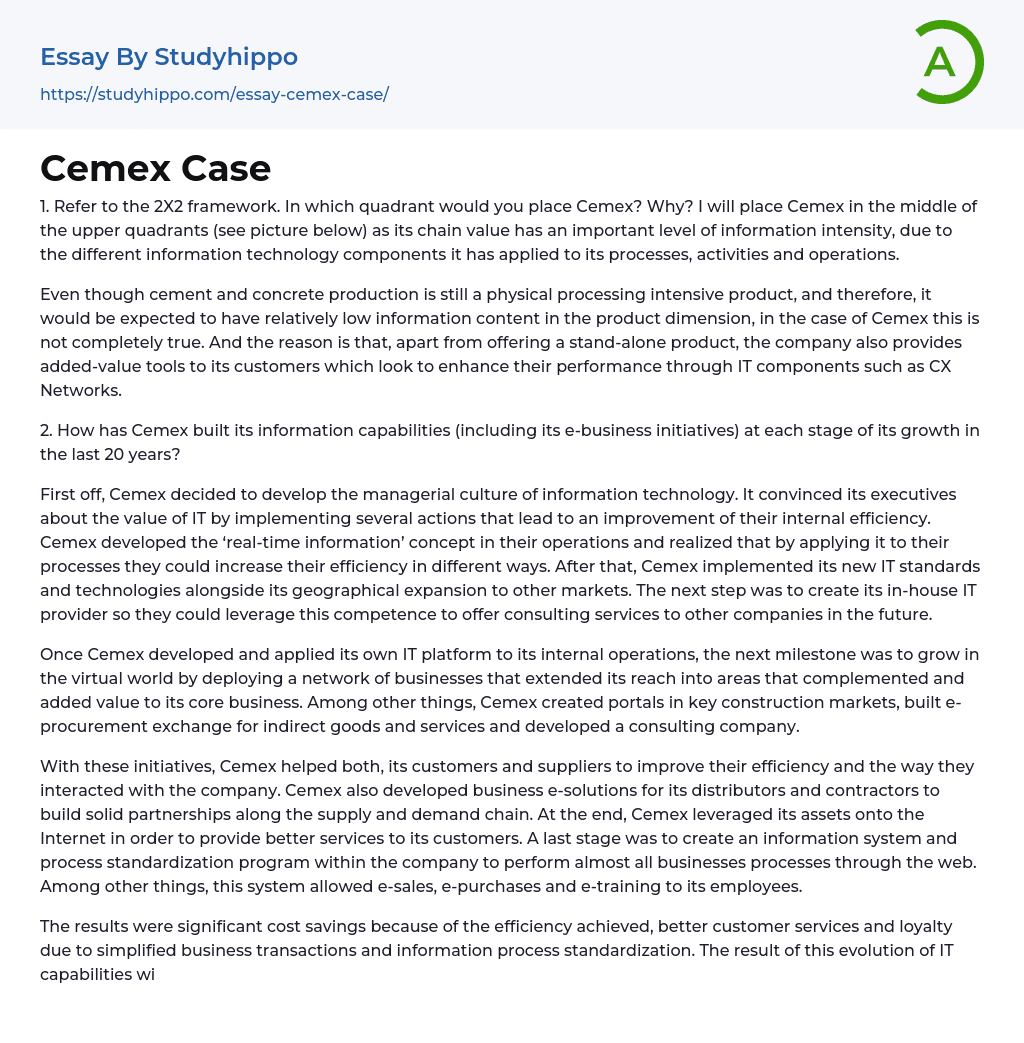 Cemex Case Essay Example