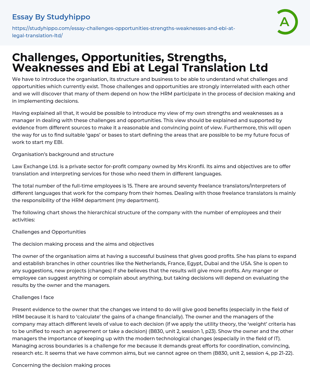 essay about challenges and opportunities