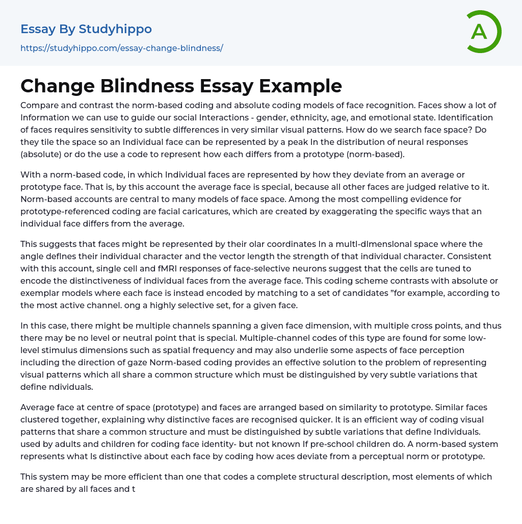 Change Blindness Essay Example