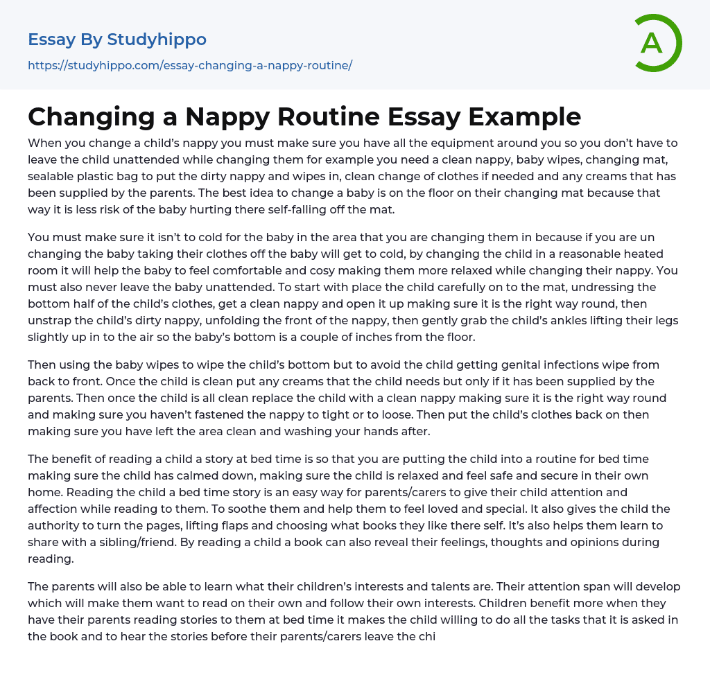 Changing a Nappy Routine Essay Example