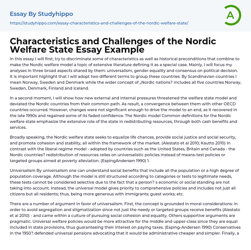 Characteristics and Challenges of the Nordic Welfare State Essay Example