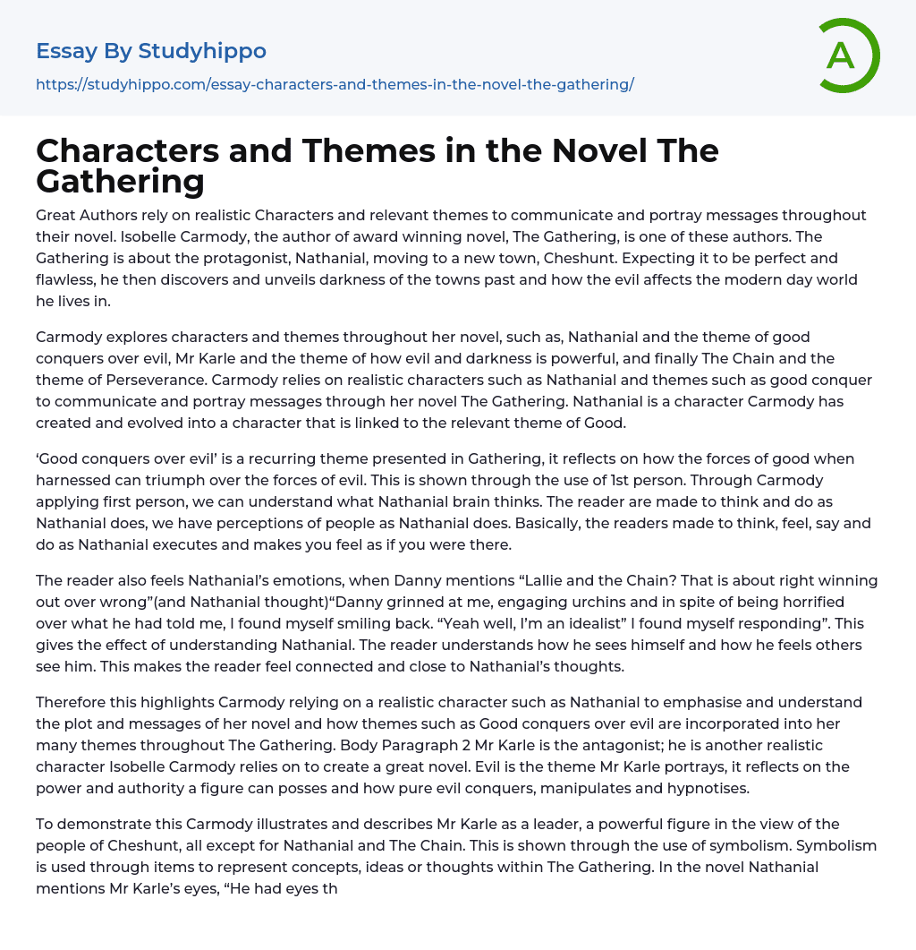 Characters and Themes in the Novel The Gathering Essay Example