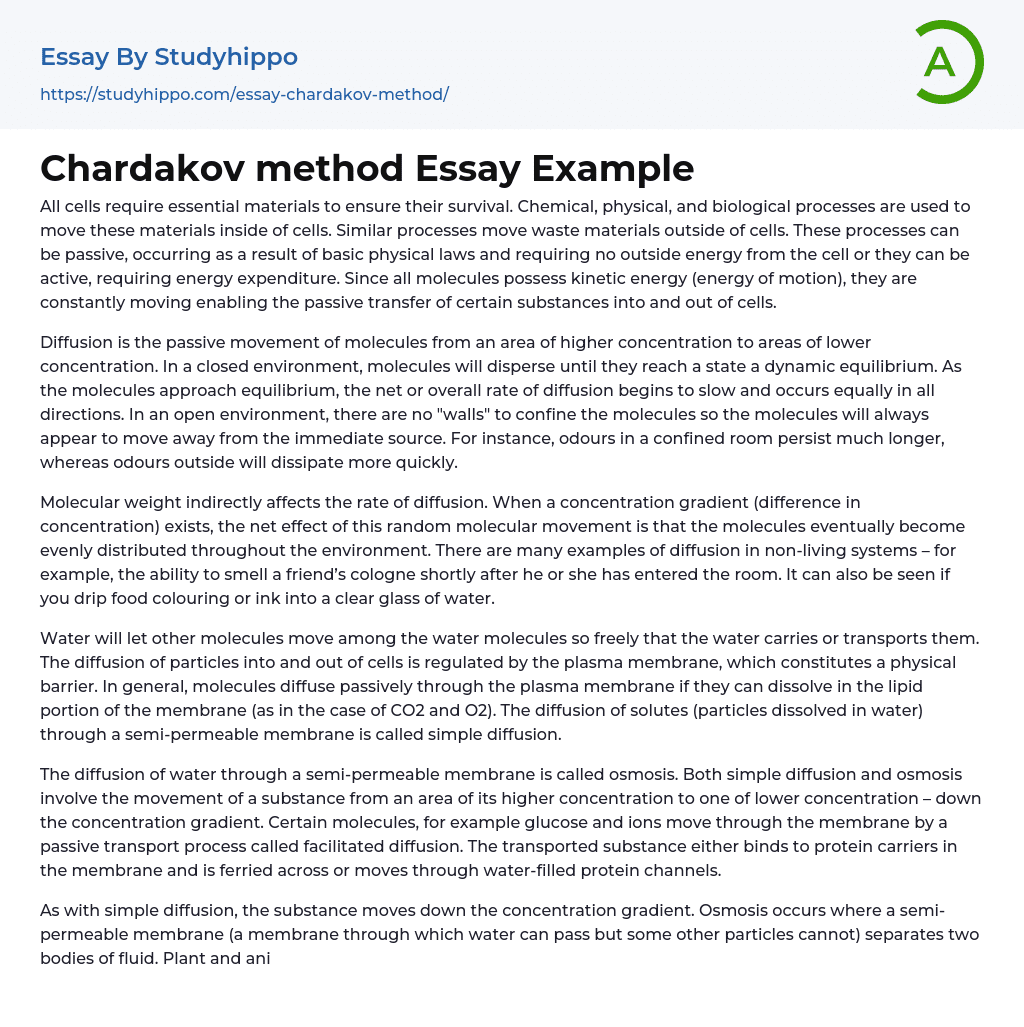 Chardakov method Essay Example