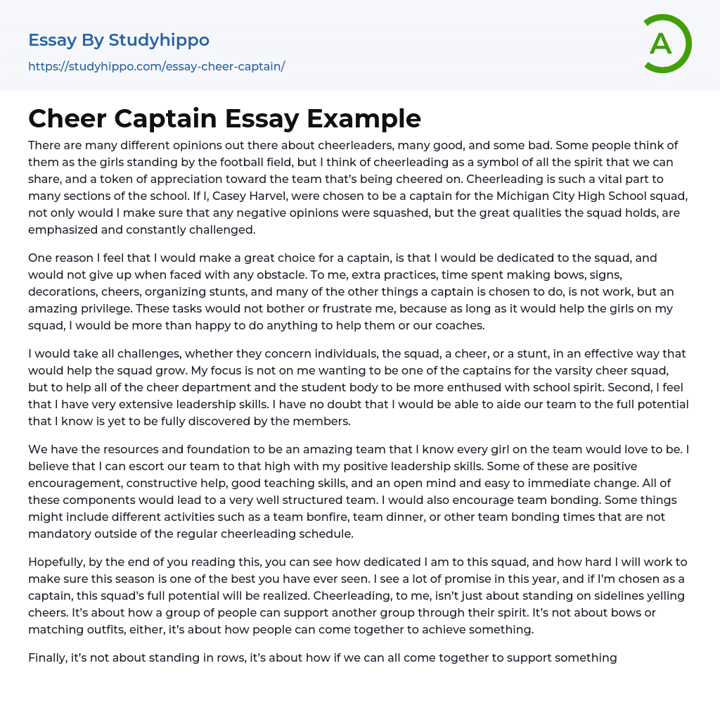cheer dance essay