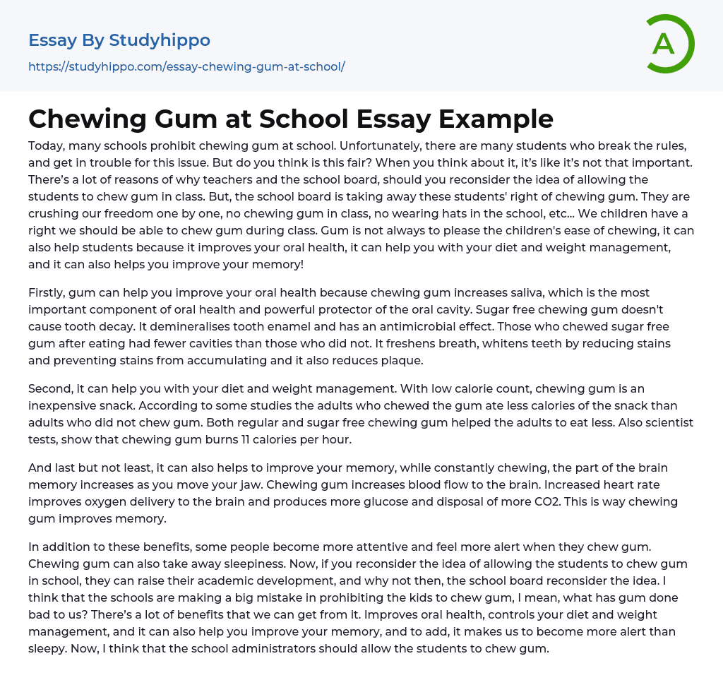 Chewing Gum at School Essay Example