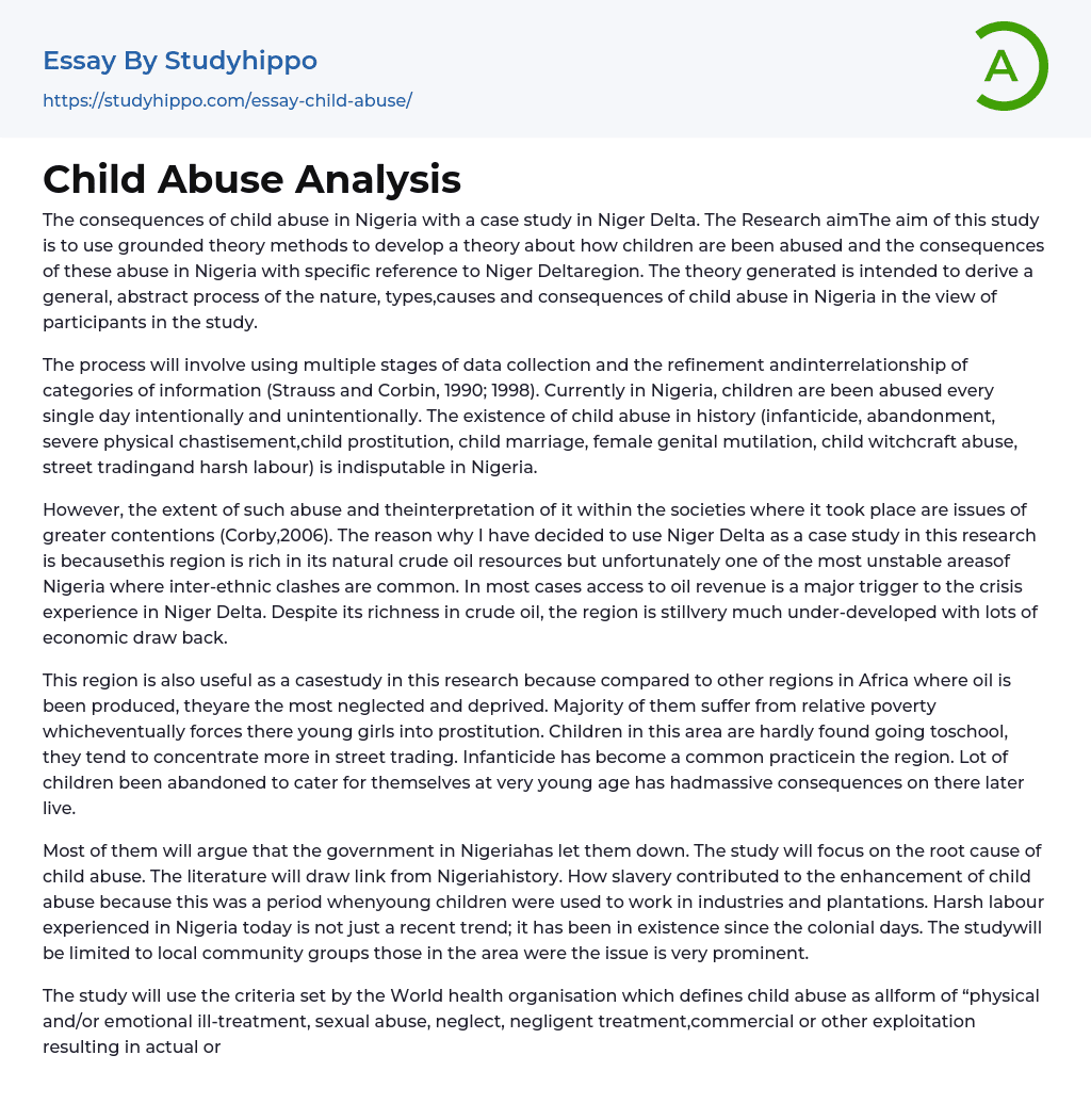 Child Abuse Analysis Essay Example
